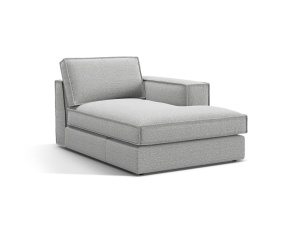 Sezlong pentru canapea modulara gri deschis din textil pentru 1 persoana Pola Right Micadoni