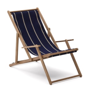 Sezlong pliabil albastru/bej din textil Vilara Kave Home