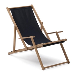 Sezlong pliabil negru din textil Vilara Kave Home