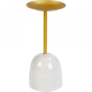 Suport lumanare alb/auriu din metal 26 cm Burkina Thai Natura