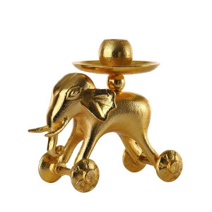 Suport lumanare auriu din aluminiu 19 cm Wheelie Elephant Pols Potten