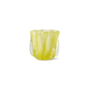 Suport lumanare galben lime din sticla 10 cm Coralla HKliving