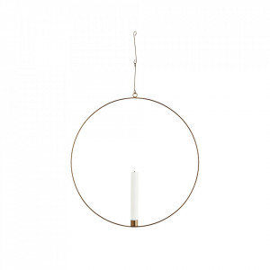 Suport lumanare suspendabil maro alama antichizat din metal 40 cm Ring Madam Stoltz