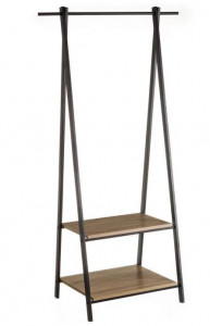 Suport maro/negru pentru umerase din metal si MDF 150 cm Thea The Home Collection