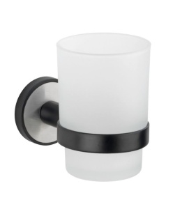 Suport pentru periuta de dinti negru/alb din sticla 6x10 cm Udine Wenko