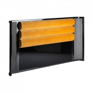 Tablie pat portocalie/neagra din catifea si lemn de pin 190 cm Merk Vical Home