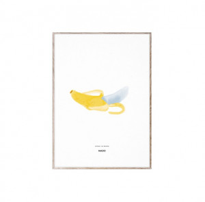 Tablou alb/galben cu rama din lemn 50x70 cm Banana 02 Paper Collective