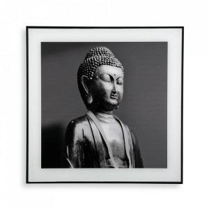Tablou alb/negru din sticla 50x50 cm Buddha Versa Home