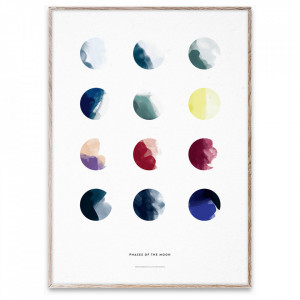 Tablou multicolor cu rama din lemn Moon Phases Paper Collective