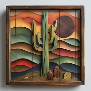 Tablou multicolor din lemn 50x50 cm AI082 The Home Collection