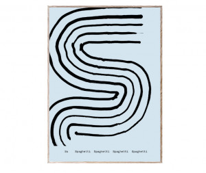 Tablou negru/albastru cu rama din lemn 30x40 cm S-Alphabet Spaghetti Letter Paper Collective