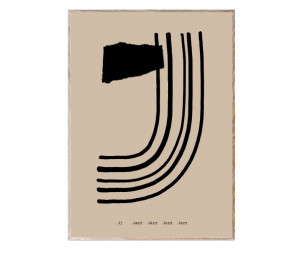Tablou negru/maro cu rama din lemn 30x40 cm J-Alphabet Spaghetti Letter Paper Collective