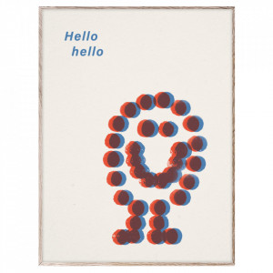 Tablou rosu cu rama din lemn 30x40 cm Hello Hello Paper Collective