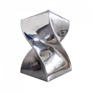 Taburet patrat argintiu din aluminiu 30x30 cm Twist Invicta Interior