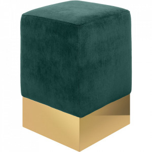 Taburet patrat verde/auriu din catifea 30x30 cm Stella Versmissen