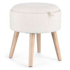 Taburet rotund maro/alb din textil 43 cm Zoya Storage Bizzotto