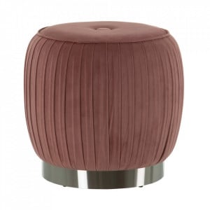 Taburet rotund roz din poliester si MDF 43 cm Ikomo The Home Collection