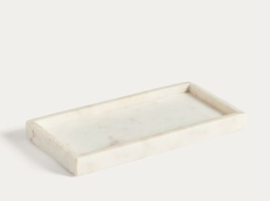 Tava dreptunghiulara alba din marmura 18x35 cm Serela Kave Home