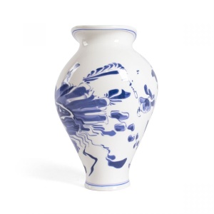Vaza alba/albastra din ceramica 30 cm Classics on acid Floral Delft Seletti