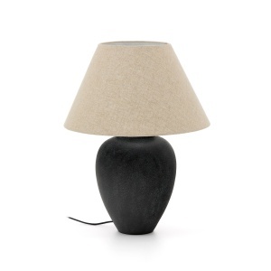 Veioza crem/neagra din ceramica 60 cm Mercadal Kave Home