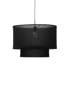 Abajur negru din fibre naturale Mariela Kave Home