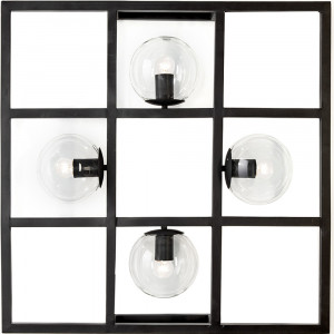 Aplica neagra din metal cu 4 becuri Square Thai Natura