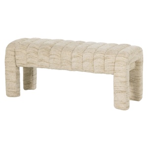 Bancheta crem din textil 110 cm Frex Boucle Woood