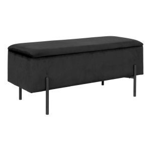 Bancheta din catifea neagra 95 cm Watford House Nordic