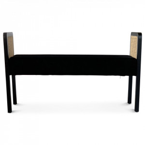 Bancheta neagra din catifea si lemn 109 cm Sydney Black Opjet Paris