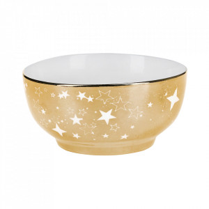Bol alb/auriu din ceramica 13 cm Stars Miss Etoile