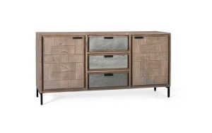 Bufet inferior maro/gri din lemn 160 cm Hibiscus Giner y Colomer