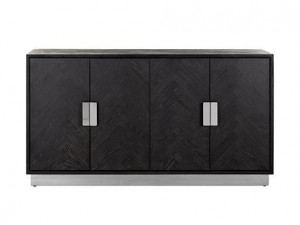 Bufet inferior negru/argintiu din lemn si inox 160 cm Blackbone Richmond Interiors