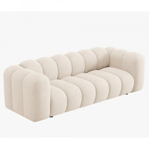 Canapea bej deschis din textil pentru 3 persoane Lupine Micadoni