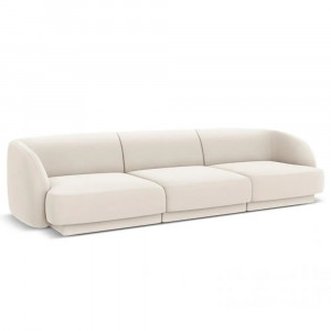 Canapea bej din catifea pentru 3 persoane Miley Micadoni