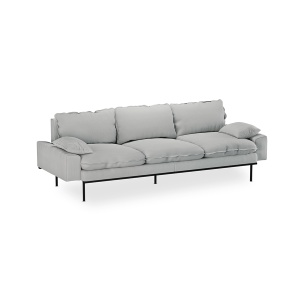 Canapea crem din textil pentru 4 persoane Retro Rib HKliving