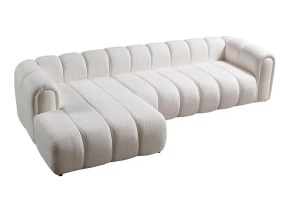 Canapea cu colt alba din textil 265 cm L-Line Left Boucle The Home Collection
