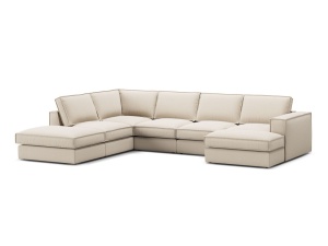 Canapea cu colt alba din textil pentru 5 persoane Pola Left Micadoni