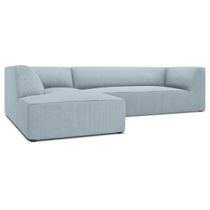 Canapea cu colt albastru deschis din textil pentru 4 persoane Ruby Corduroy Left Micadoni