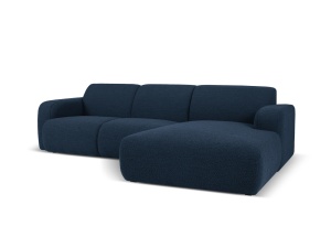 Canapea cu colt albastru inchis din textil pentru 4 persoane Molino Boucle Right Micadoni