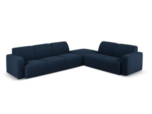 Canapea cu colt albastru inchis din textil pentru 6 persoane Molino Boucle Right Micadoni