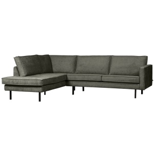 Canapea cu colt albastru inghet din catifea 266 cm Rodeo Left FR Woood