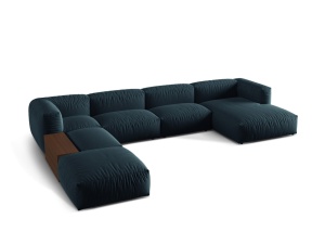 Canapea cu colt albastru jeans din textil pentru 5 persoane Martina Left Micadoni