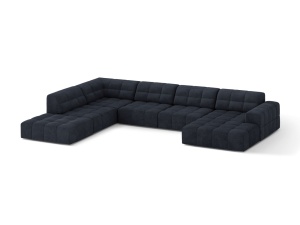 Canapea cu colt albastru navy din textil pentru 7 persoane Jennifer Panoramic Chenille Left Micadoni