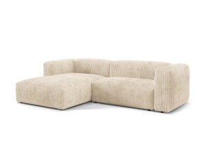 Canapea cu colt bej deschis din textil pentru 2 persoane Martina Tilia Corduroy Left Micadoni