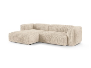 Canapea cu colt bej deschis din textil pentru 2 persoane Martina Tilia Corduroy XL Left Micadoni