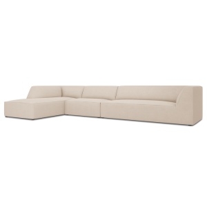 Canapea cu colt bej deschis din textil pentru 5 persoane Ruby Left Micadoni