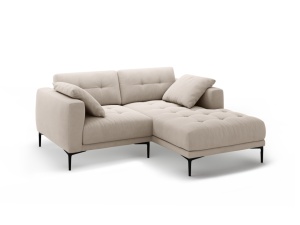 Canapea cu colt bej din catifea pentru 2 persoane Bemy Right Velvet Micadoni
