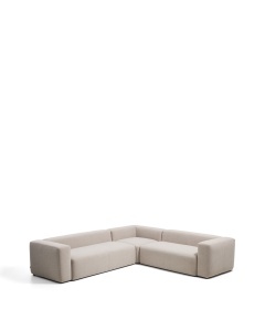 Canapea cu colt bej din textil pentru 5 persoane Blok Chenille 290 Right Kave Home