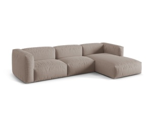 Canapea cu colt bej inchis din textil pentru 3 persoane Martina Right Micadoni