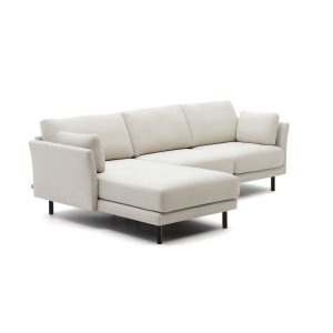 Canapea cu colt bej/neagra din textil pentru 3 persoane Gilma Kave Home